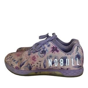 NOBULL Outwork Training Shoes Womens Size 8 Floral Watercolor Purple Lilac